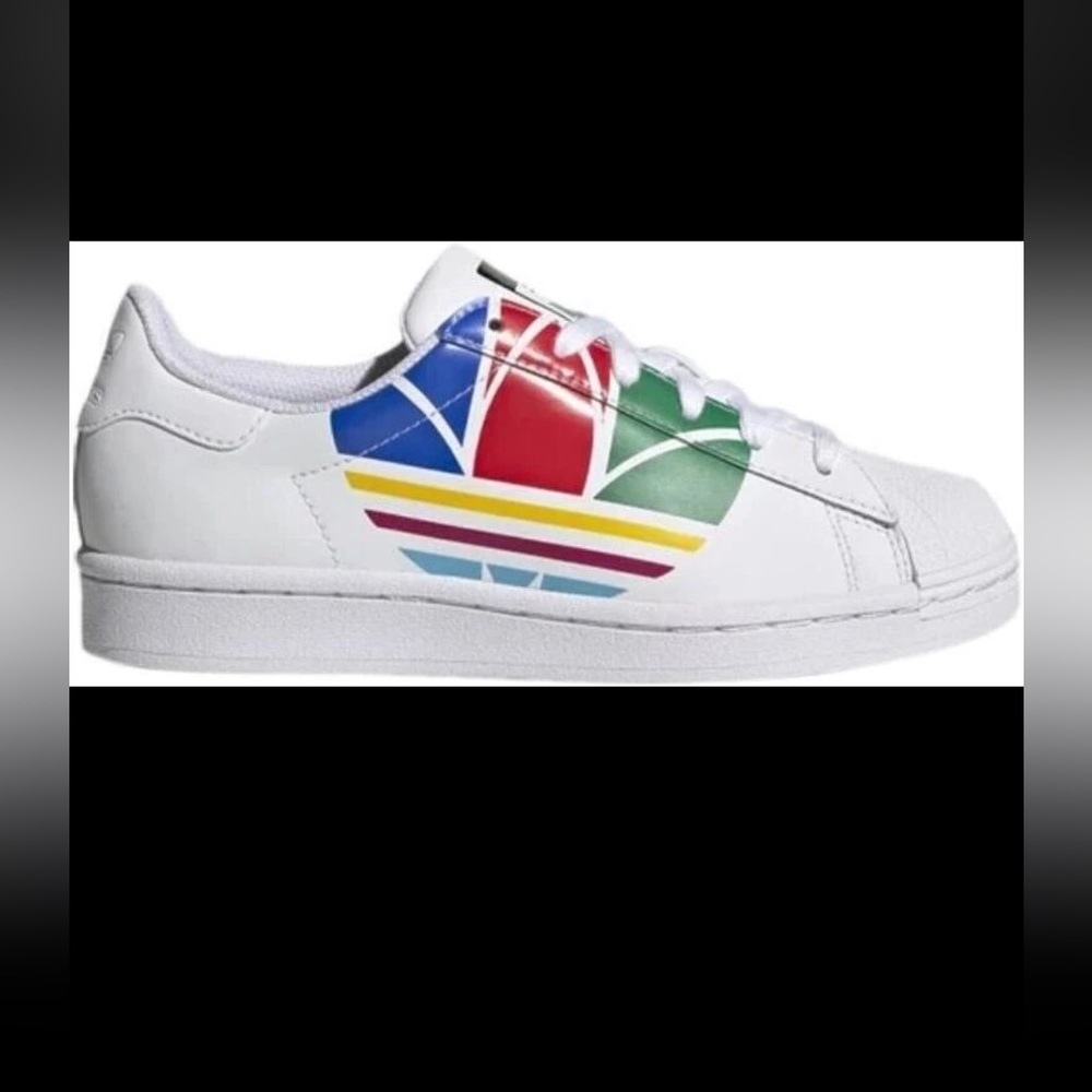 ADIDAS SUPERSTAR PURE J 'COLORFUL TREFOIL CLOUD WHITE CLEAN 
YOUTH 7=Women 8.5